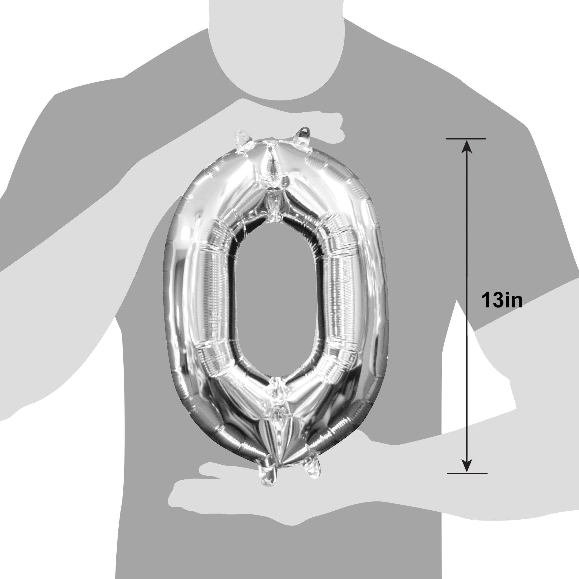 13in Air-Filled Silver Number (0-9) Balloons