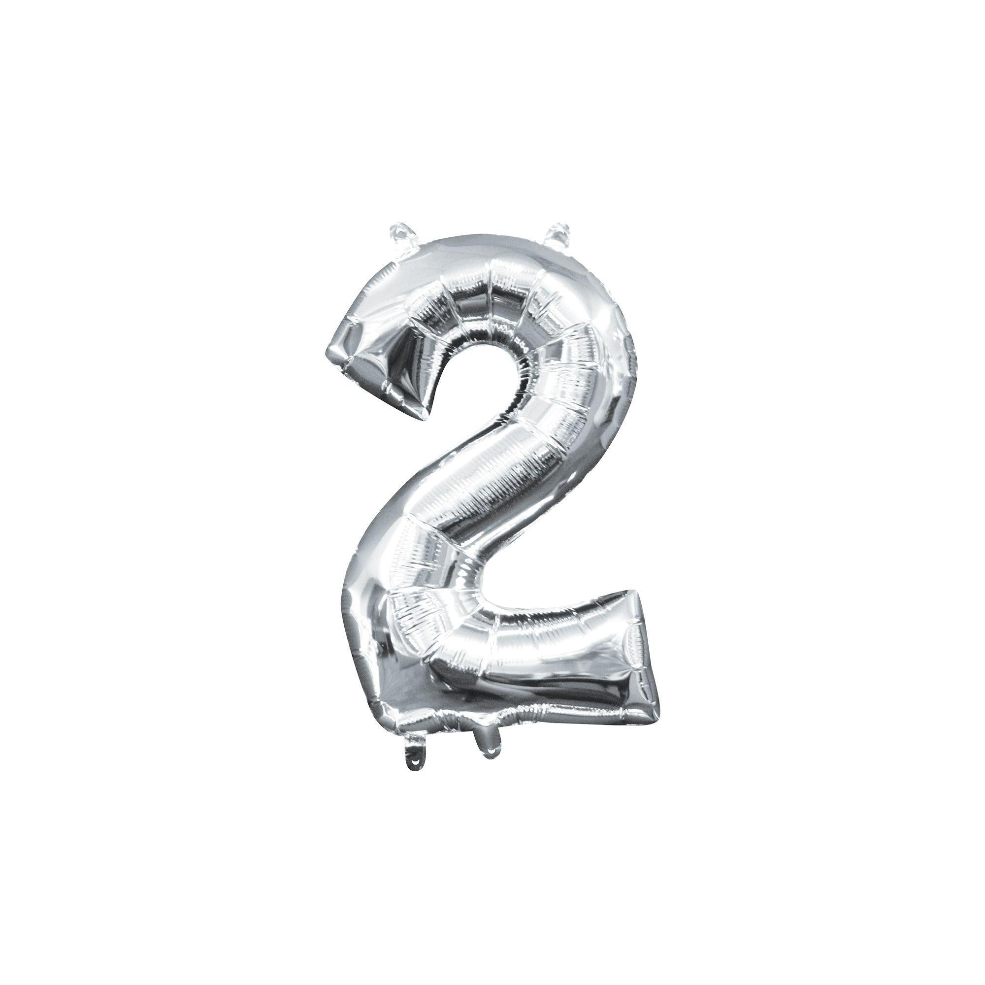 13in Air-Filled Silver Number (0-9) Balloons